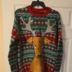 Reindeer Pattern Crewneck Sweater - Multicolor